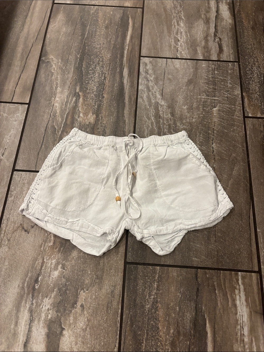 Women's White Beachy Drawstring Shorts
